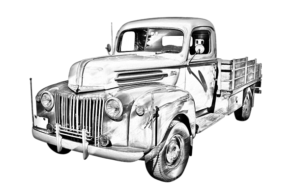 600x400 Old Flat Bed Ford Work Truck Illustration T Shirt For Sale By