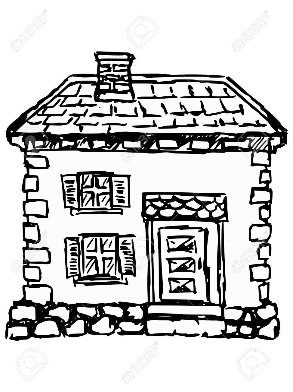 974x1300 Sketch, Doodle Illustration Of Old House Royalty Free Cliparts