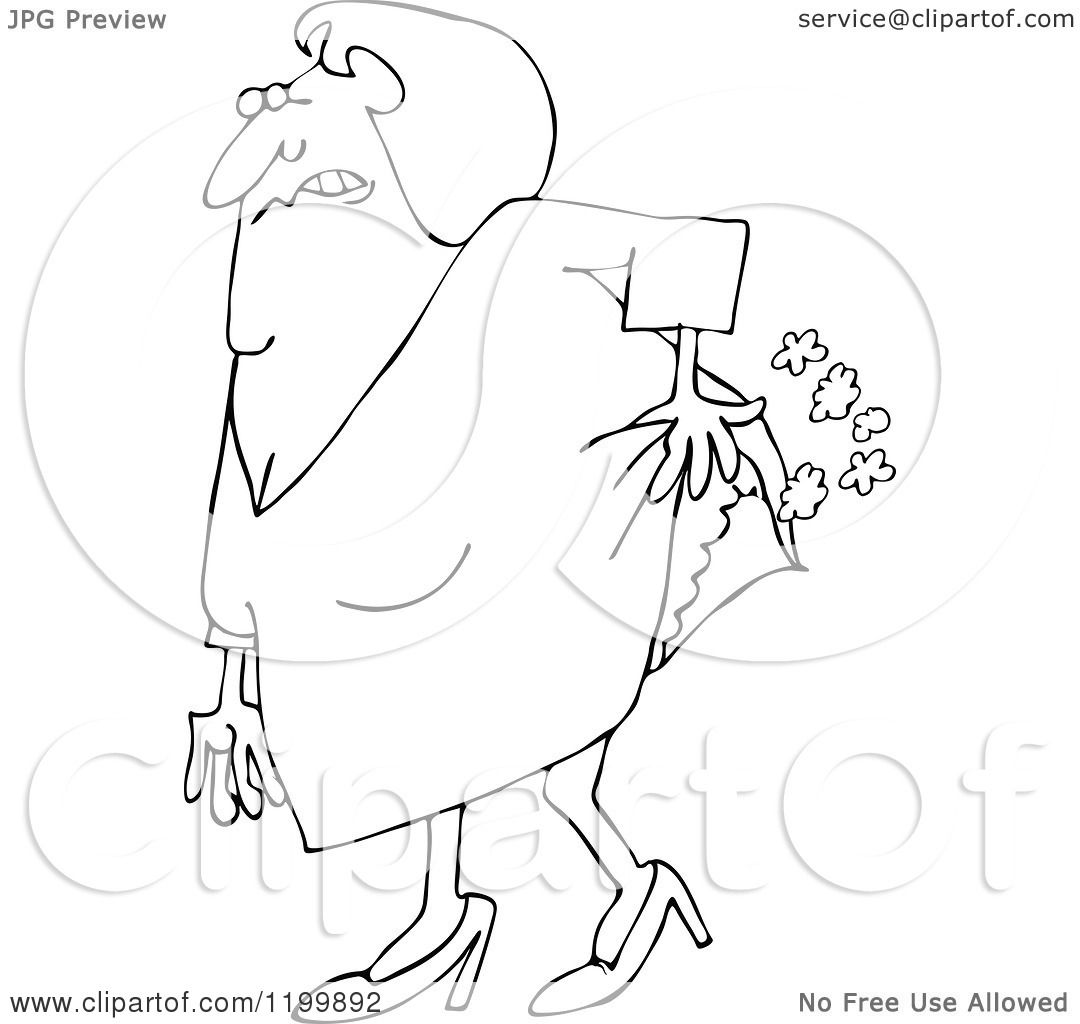 1080x1024 Cartoon Of An Outlined Old Lady Passing Gas