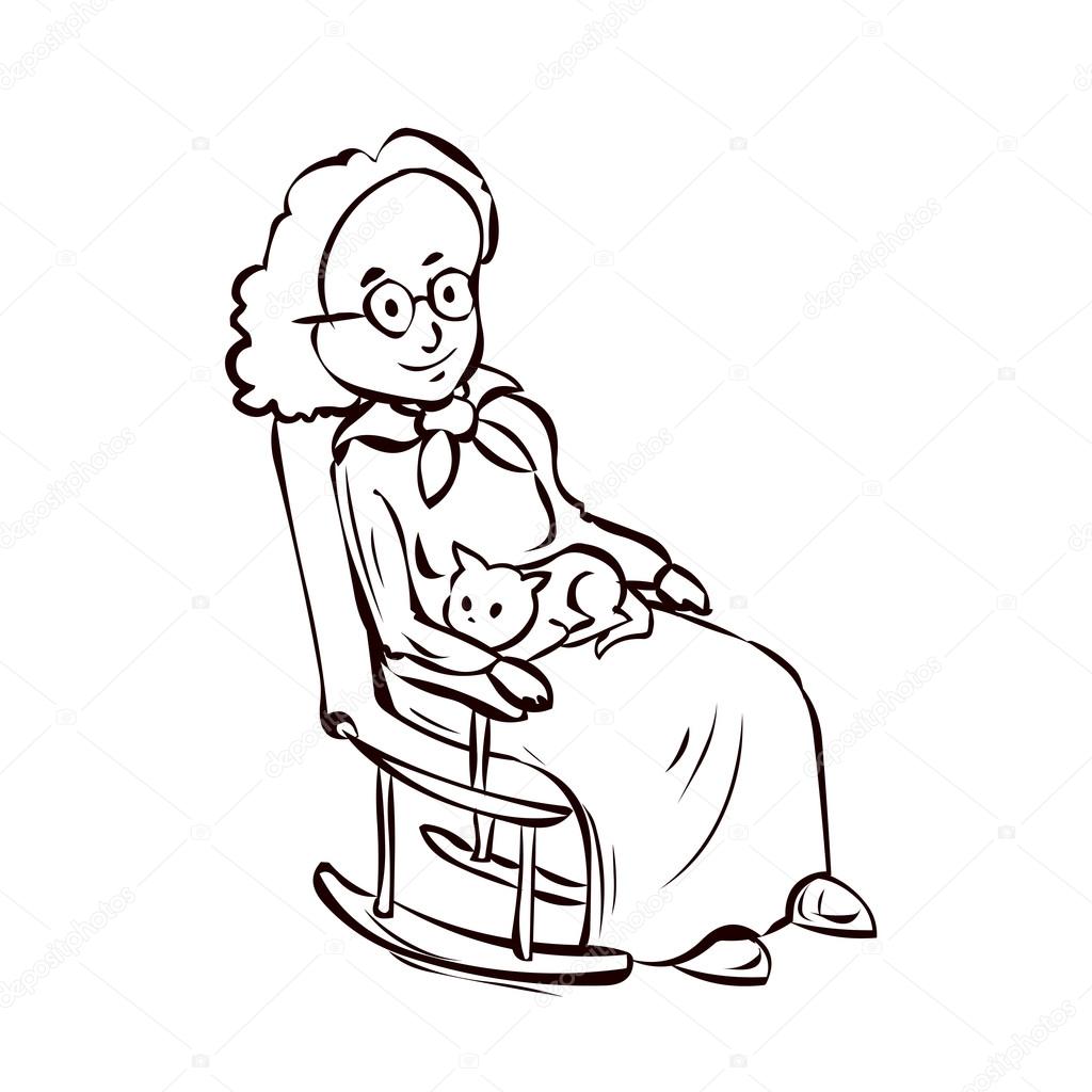 1024x1024 Old Lady Cartoon Character Stock Vector Dergriza