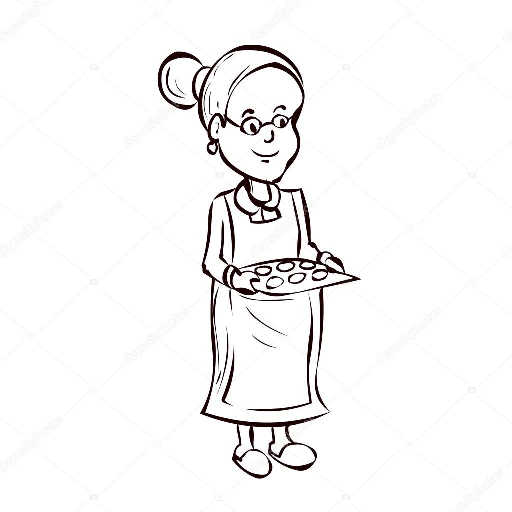 1024x1024 Old Lady Cartoon Character Stock Vector Dergriza