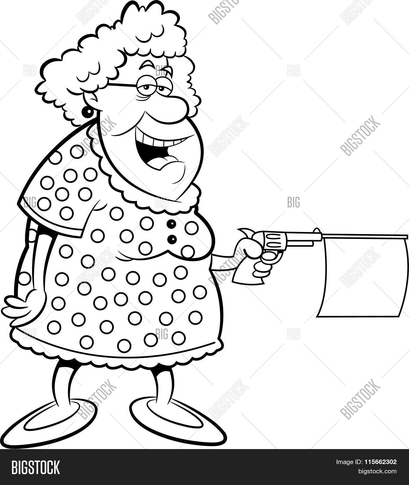 1365x1620 Cartoon Old Lady Shooting Gun Vector Amp Photo Bigstock