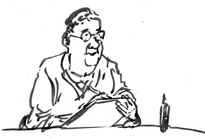 800x541 Old Lady Drawing Very Small Ink Sketch Ellis Nadler