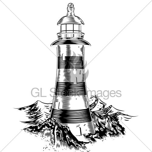 500x500 Lighthouse On Rocks Gl Stock Images