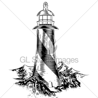 325x325 Wood Block Style Lighthouse Gl Stock Images
