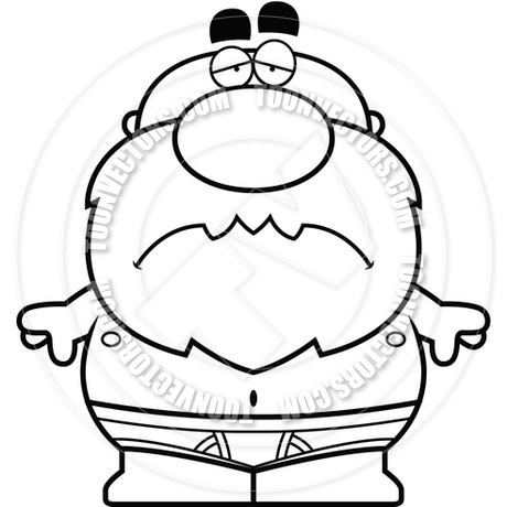 460x460 Cartoon Underwear Old Man Sad (Black And White Line Art) By Cory
