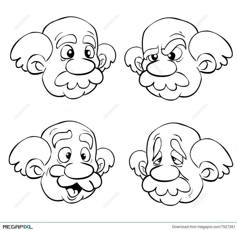 800x780 Old Man Faces Illustration 7527261