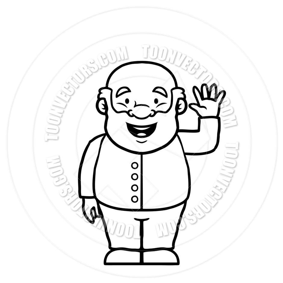940x940 Black And White Old Man Waving