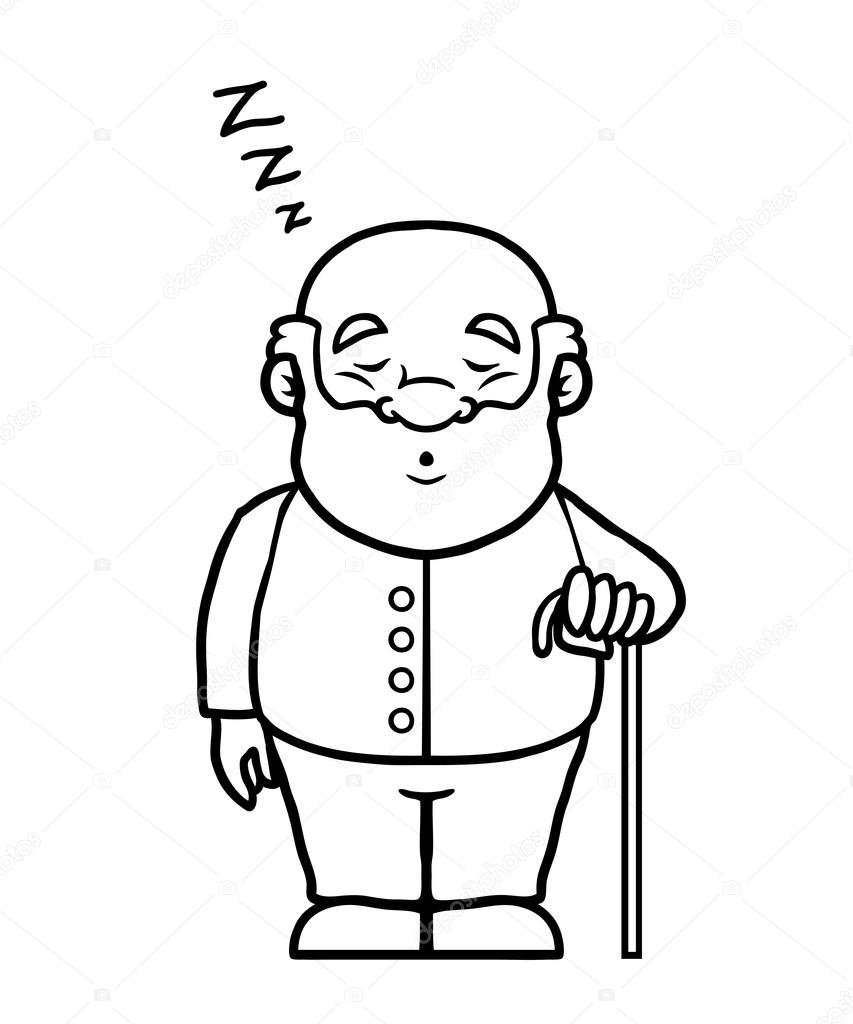 853x1024 Black And White Old Man Sleeping And Snoring Stock Vector