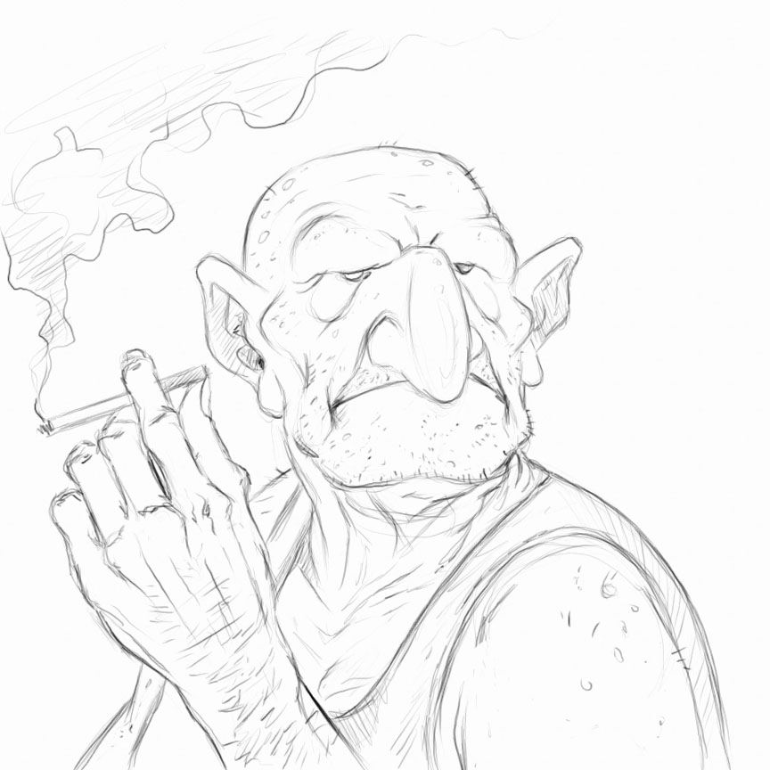 864x864 Old Man Smoking A Cigarette By Vladimirjazz