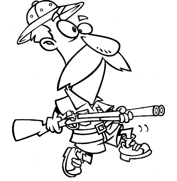 600x612 An Old Man Going For Deer Hunting Coloring Pages Coloring Sky