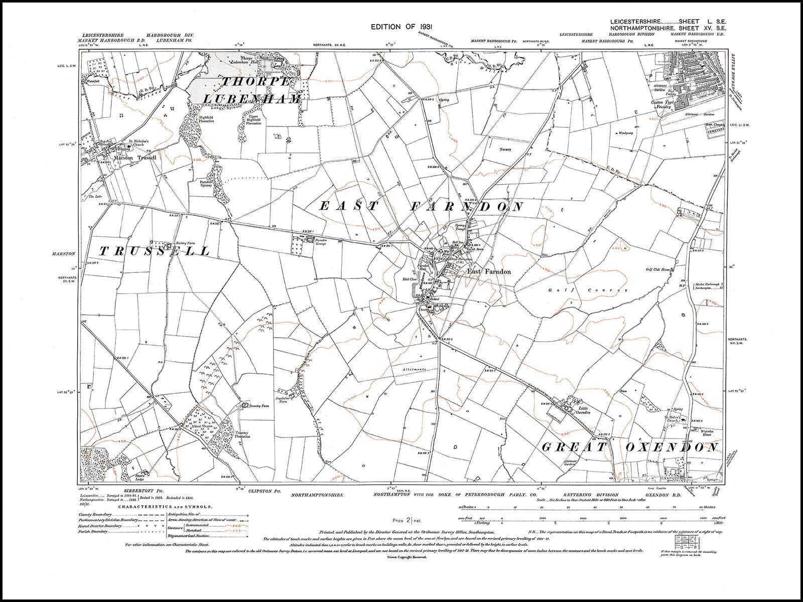 1600x1200 Old Map 1931 Market Harborough (Sw) Old Towns Maps