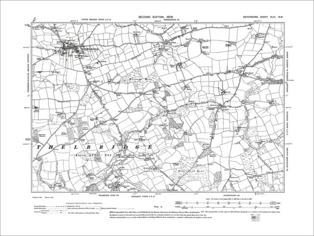 640x480 Witheridge Old Map Devon 1906 44nw Ebay