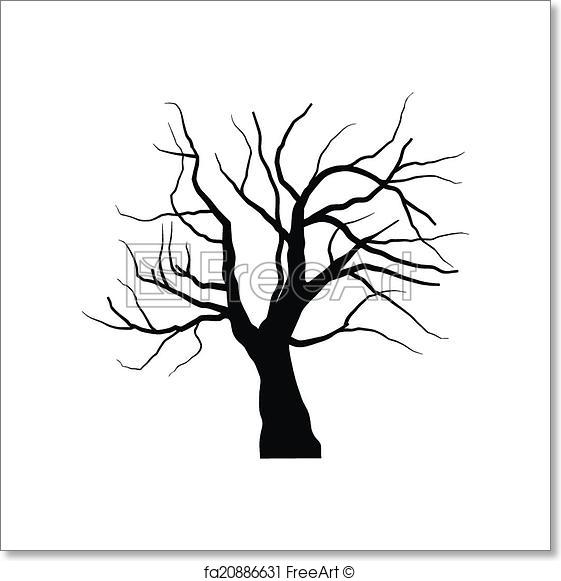 561x581 Free Art Print Of Sketch Of Dead Tree Without Leaves , Isolated