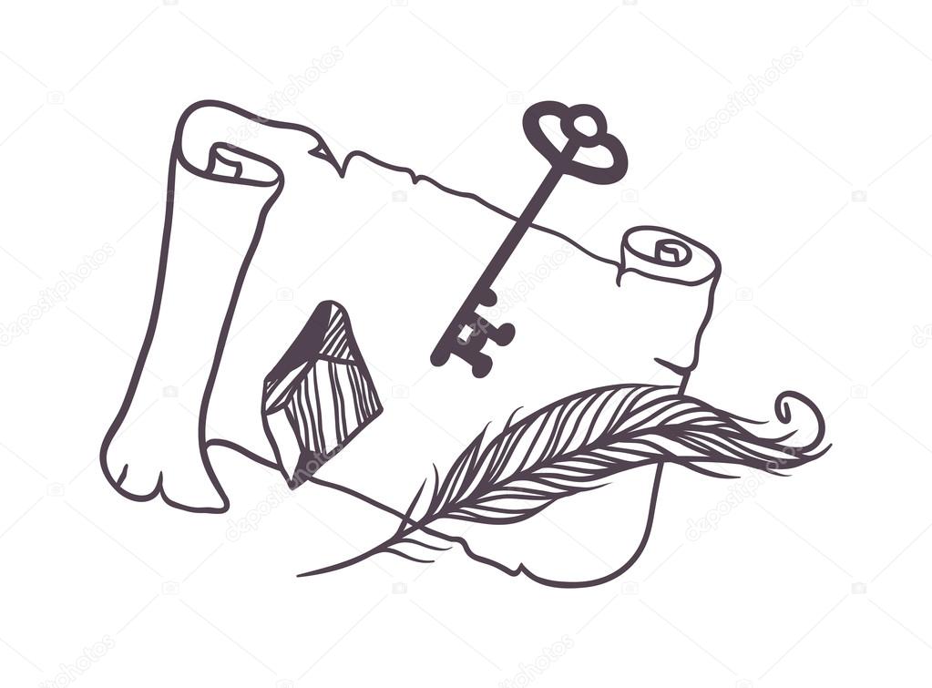 1023x755 Old Paper Scroll Vector Illustration. Stock Vector Adekvat