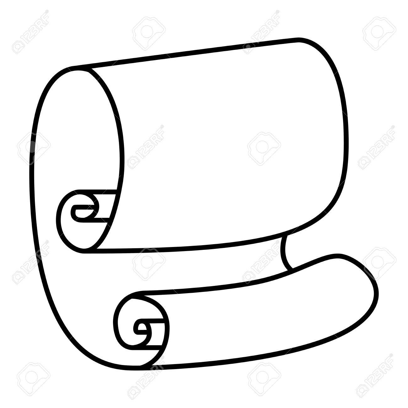 1300x1300 Paper Scroll Silhouette Isolated On White Background. Empty, Blank