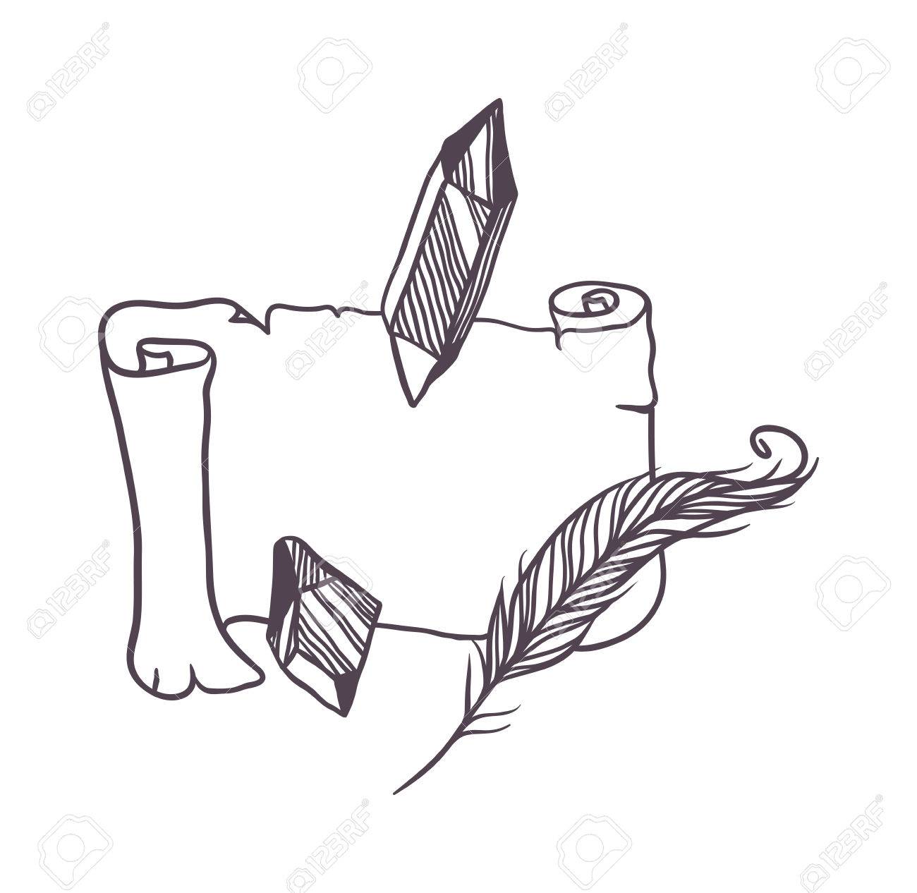 1300x1266 Vintage Old Paper Scroll Script Vector Illustration. Isolated