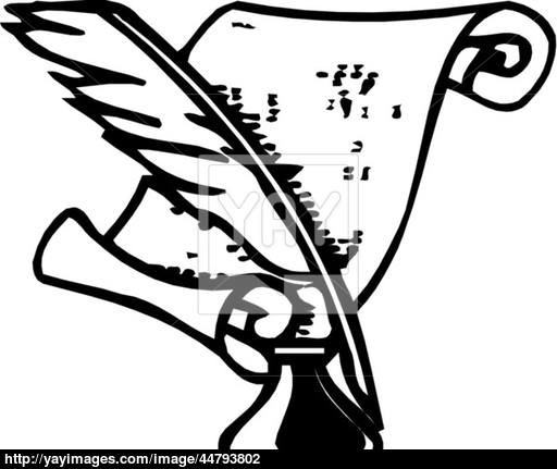 512x431 Blank Paper Script With Old Ink Feather Pen Vector