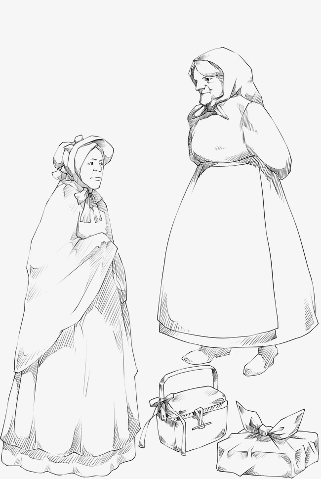 650x968 Old Woman, People Round, Line Drawings, Simple Png And Psd File