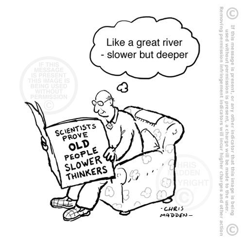 500x500 Cartoon. Brain Function In The Elderly Slower Than In The Young