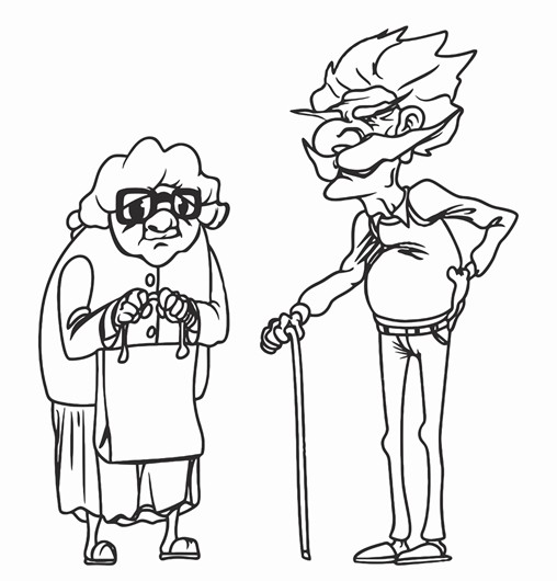 508x530 Old Woman And Old Man Grandmother And Grandfather Printable Image