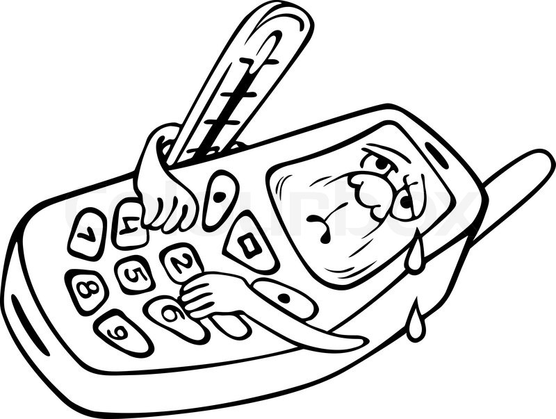 800x603 Old Mobile Phone Model Is Broken. Caricature Stock Vector