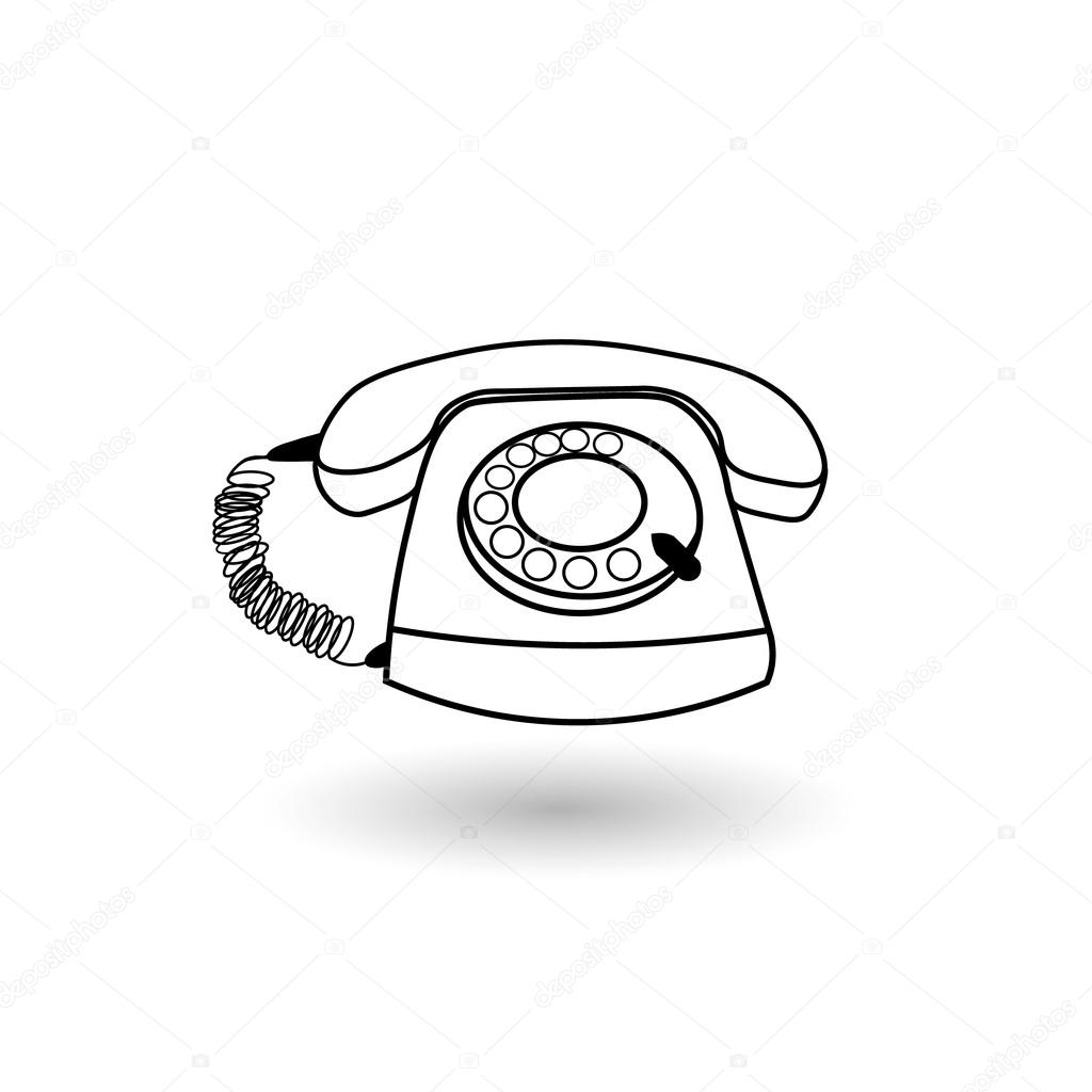 1024x1024 Old Telephone Black And White Drawing Stock Vector Zairat
