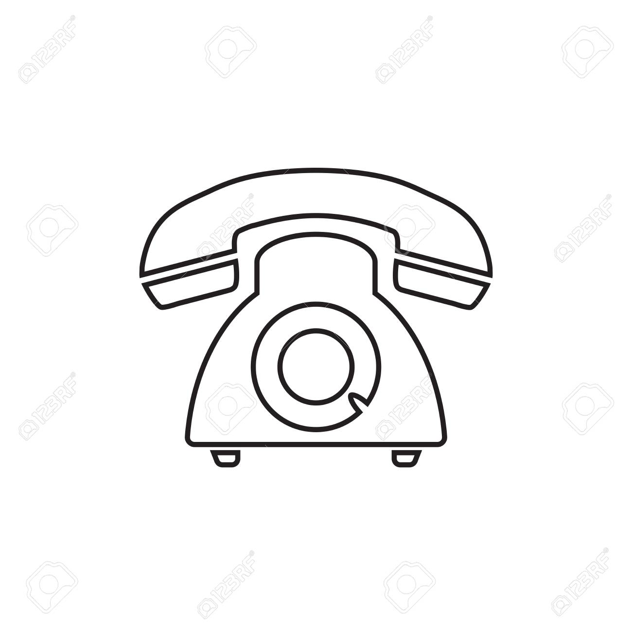 1300x1300 Phone Icon, Old Vintage Telephone Symbol Illustration. Royalty