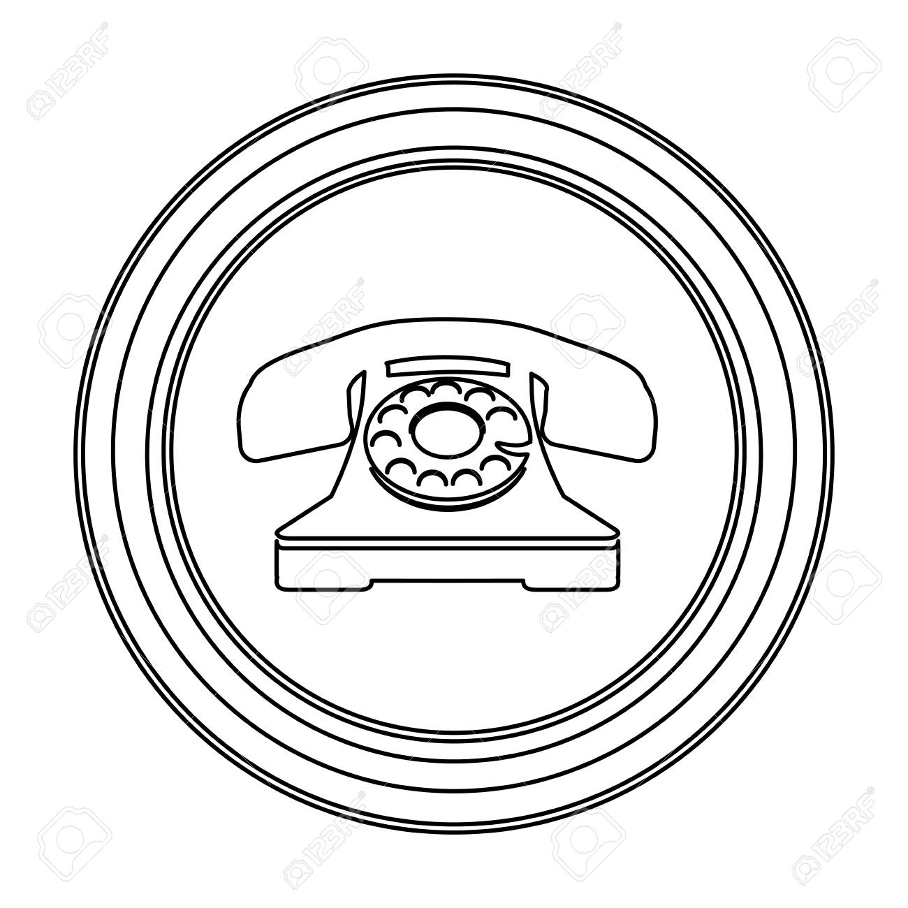 1300x1300 Sketch Circular Button Old Phone Icon Vector Illustration Royalty