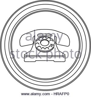 300x320 Silhouette Antique Phone Icon With Cord Vector Illustration Stock