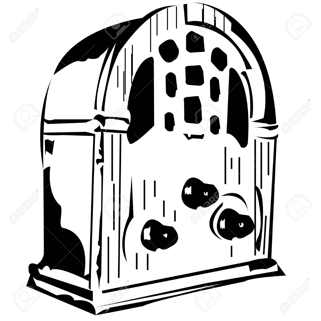 1300x1300 Vector Black And White Illustration Of An Old Radio Royalty Free