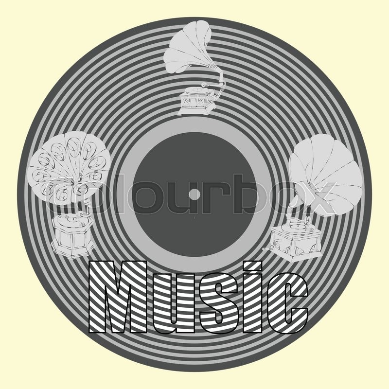 800x800 Background With Gramophones.hand Drawn Sketches Old Record Player