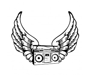 300x250 Old School Boombox With Wings