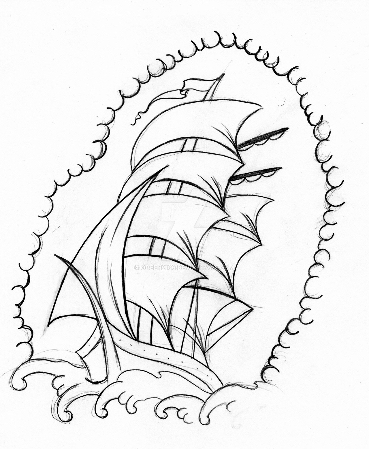 1280x1557 Old School Boat By Green2106