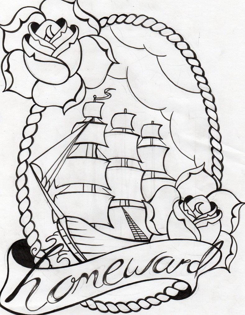 788x1013 Old School Ship By Jongrestytattoo