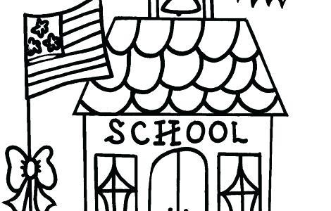 470x300 School House Coloring Page