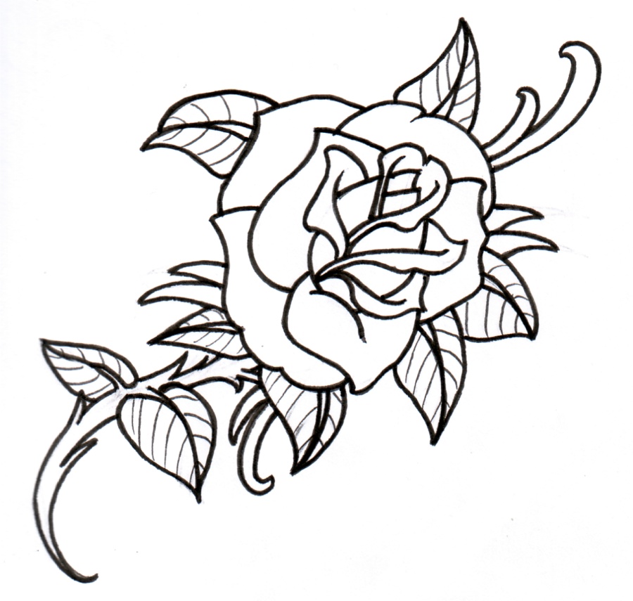 900x855 Old School Rose Outline By Vikingtattoo Tattoos