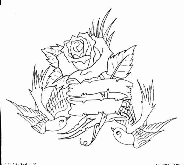 604x542 Swallows With A Rose