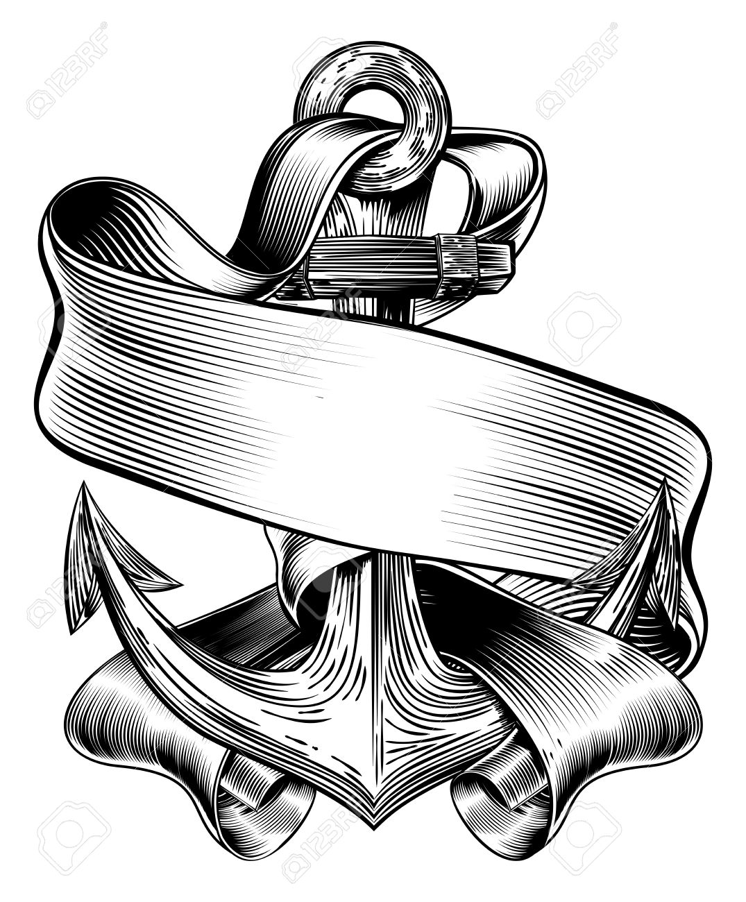 1075x1300 An Original Illustration Of A Ships Anchor And Scroll Banner