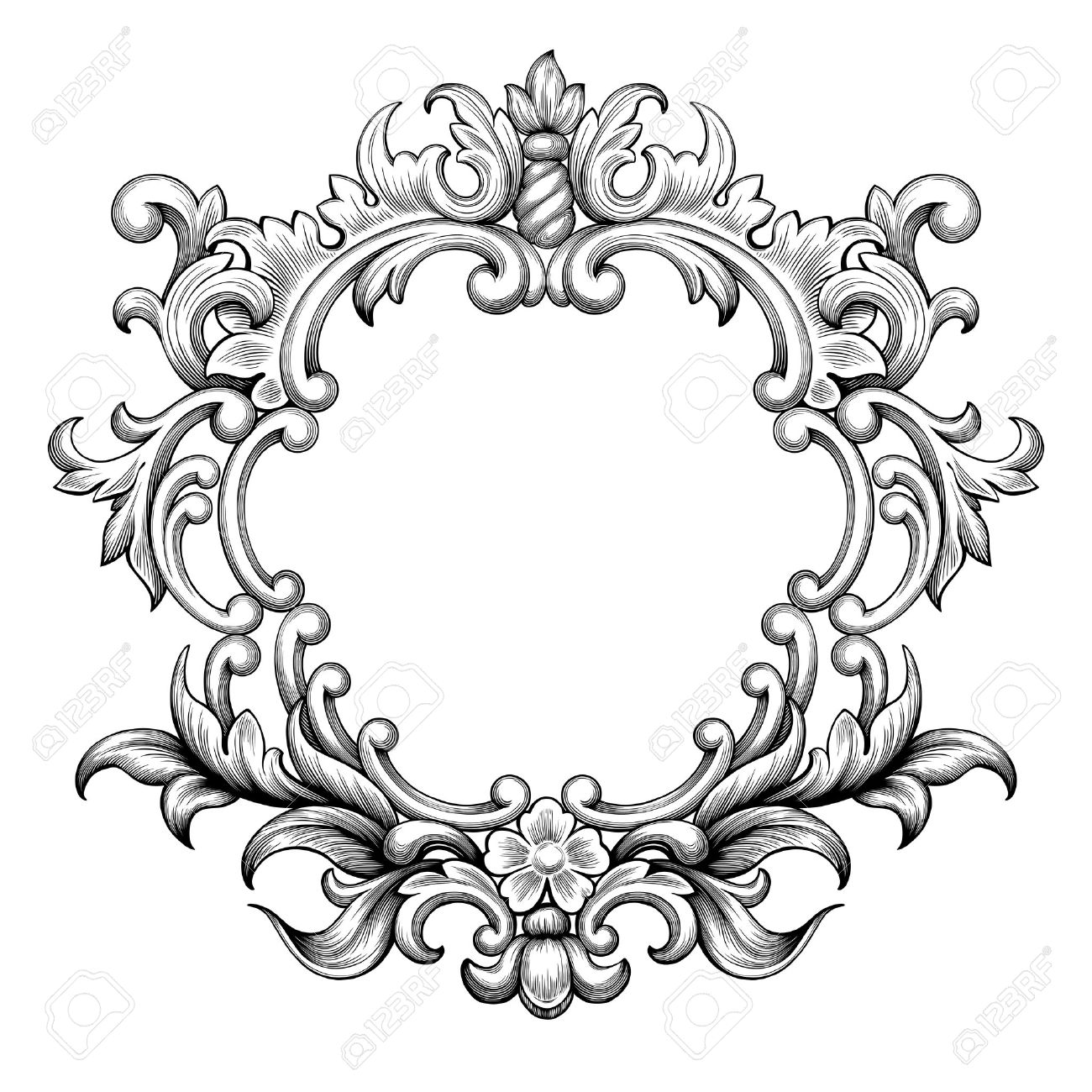 1300x1300 Vintage Baroque Frame Border Leaf Scroll Floral Ornament Engraving