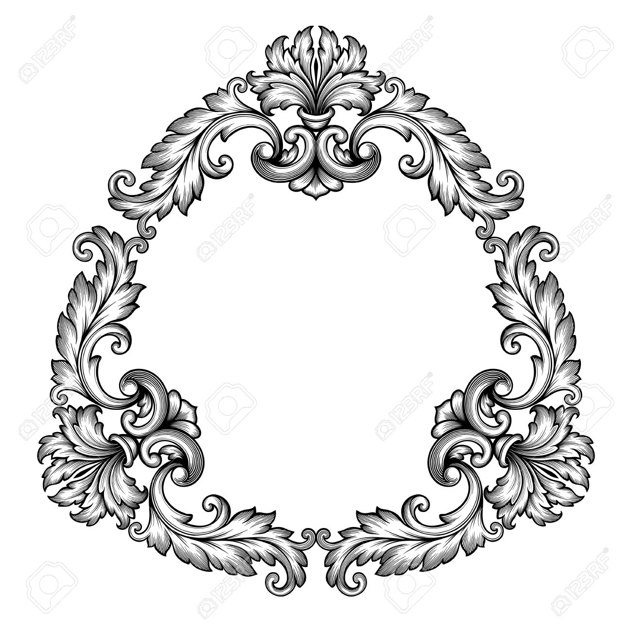 1300x1300 Vintage Baroque Scroll Design Frame Engraving Acanthus Floral