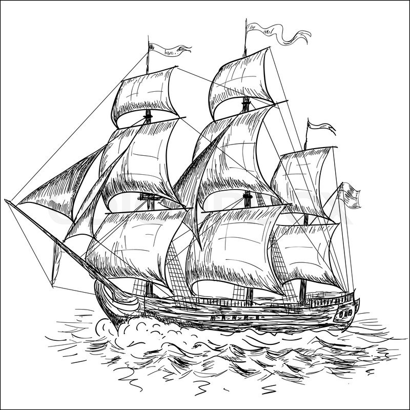 800x800 Vintage Sailboat Stock Vector Colourbox