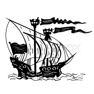 320x320 Contour Of An Old Sailing Ship Stock Vector Colourbox