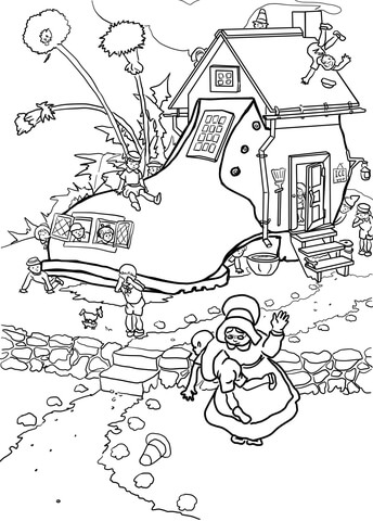 344x480 Little Old Woman Who Lived In A Shoe Coloring Page Free