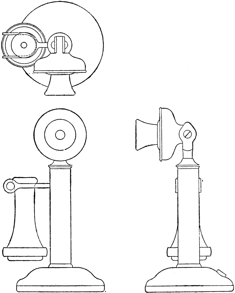 820x1024 Orthographic Projection Of Candlestick Telephone Clipart Etc