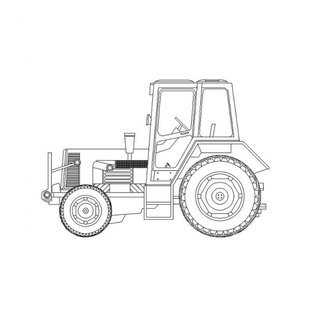 645x645 2d Cad Tractor Elevation