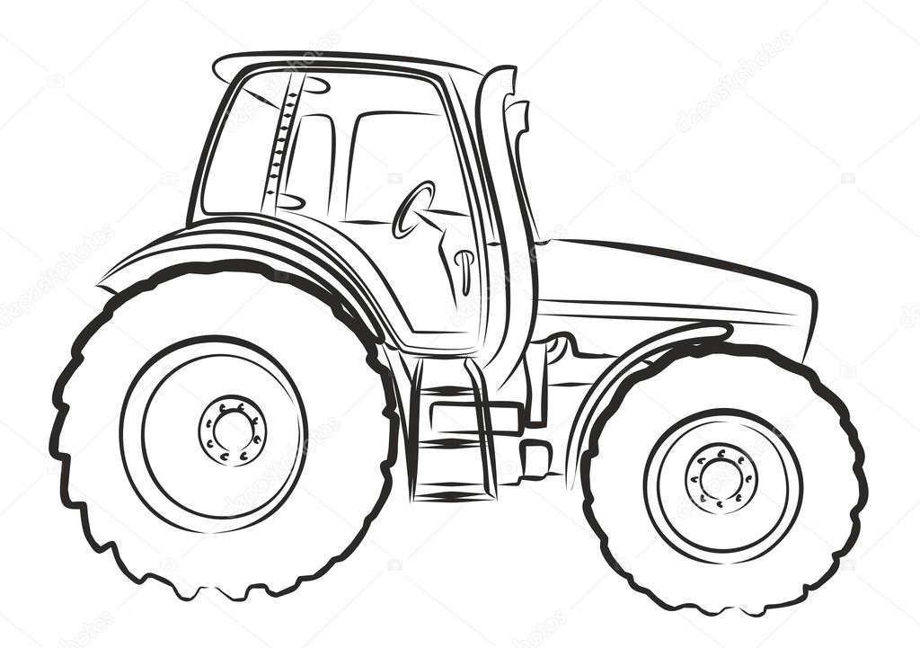 1024x721 Sketch Of Farmer Tractor. Stock Vector Designer