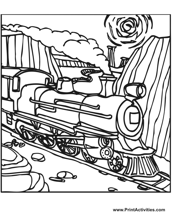 700x864 Steam Train Coloring Page Train On The Tracks