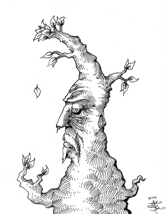 570x727 Pennd Ink Print Surreal Drawing Ofn Ent Old Man In