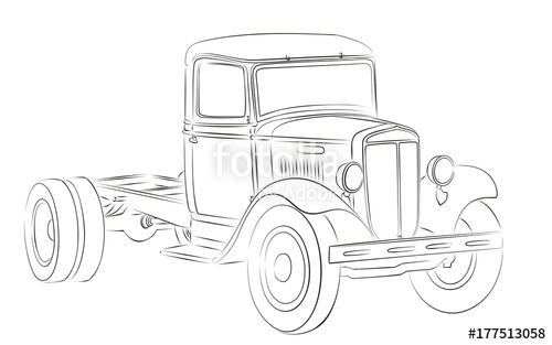 500x313 Sketch Of Old Truck. Stock Image And Royalty Free Vector Files
